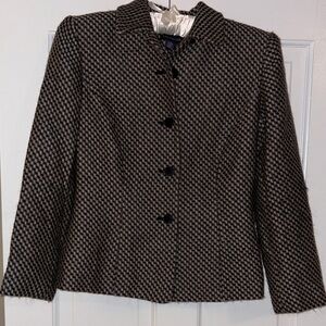 Ann Taylor Black and Brown Houndstooth Blazer